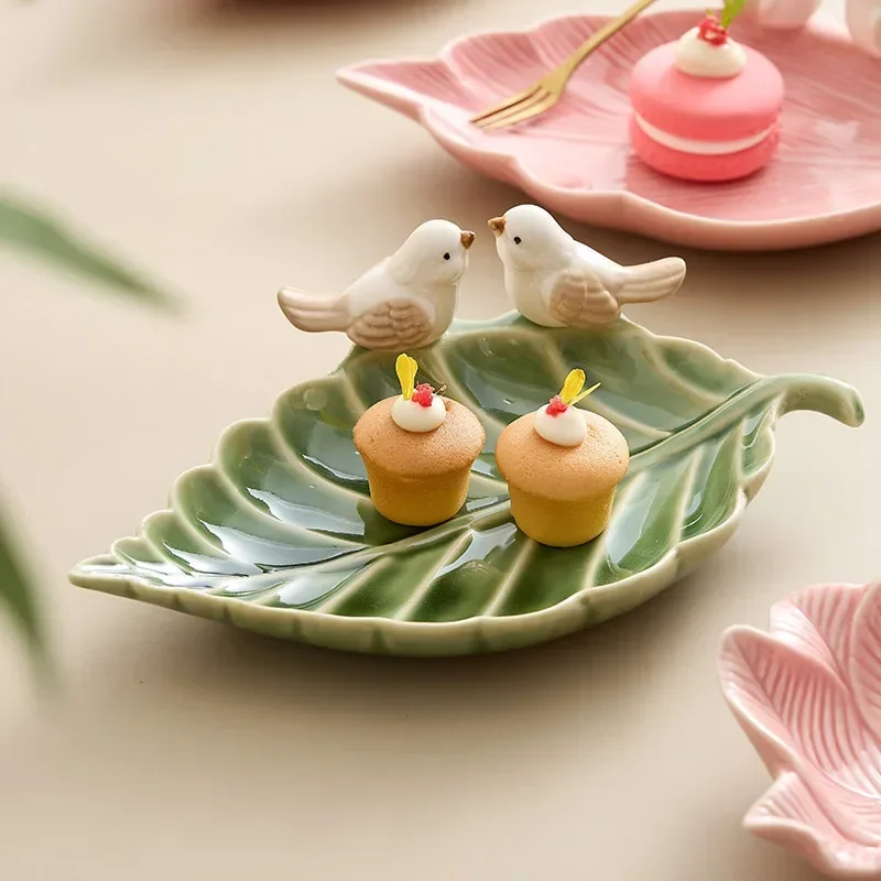 Desk Setup Shelf - Cute Bird Tray Ceramic Jewelry Storage