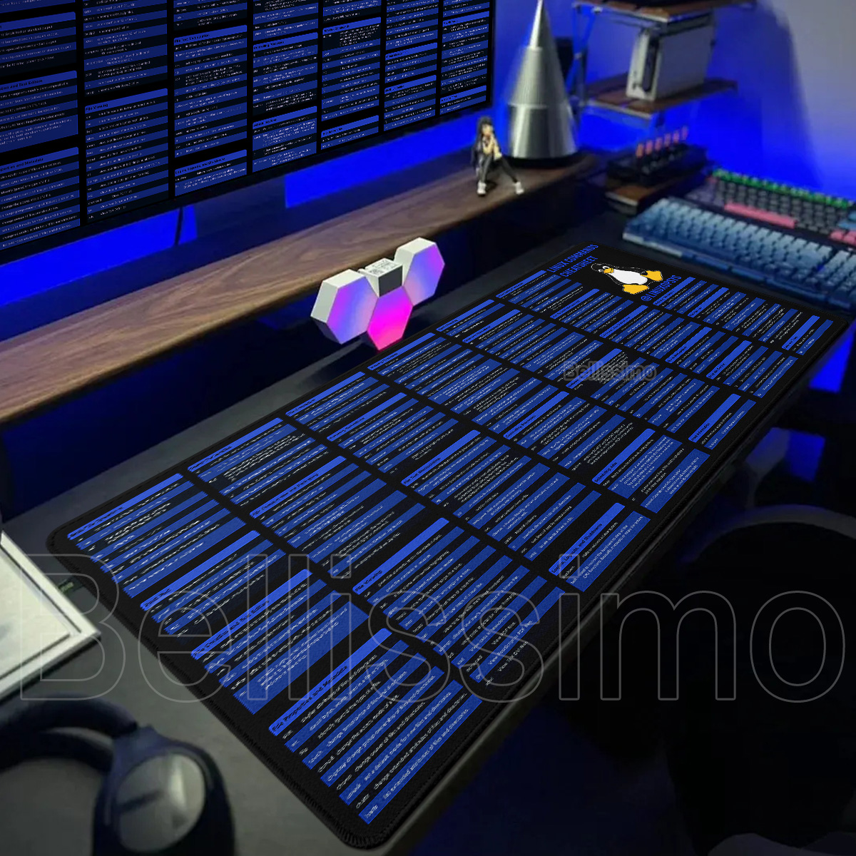 Desk Setup Red - Large Linux Commands Line Mouse Pad