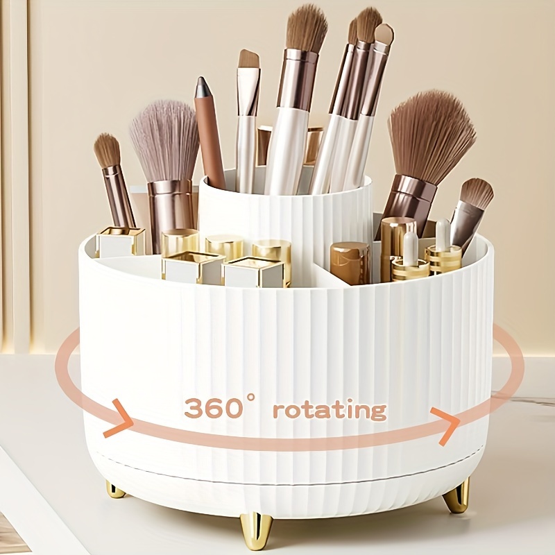 Desk Setup Organization - Rotatable Makeup Desktop Cosmetic Storage Box