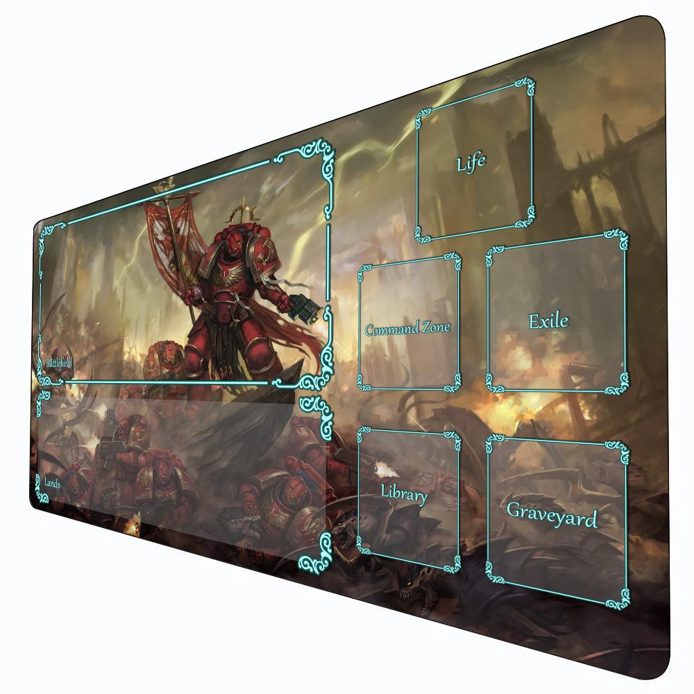 Desk Setup Red - Magic Card Gaming Mat with zone