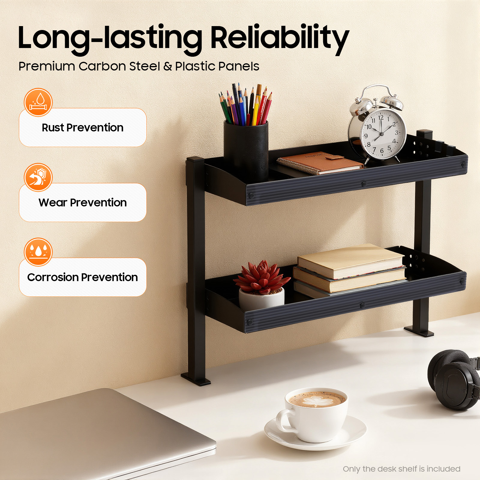 Desk Setup Shelf - 2-Tier Desk Shelf, Expandable Under Desk
