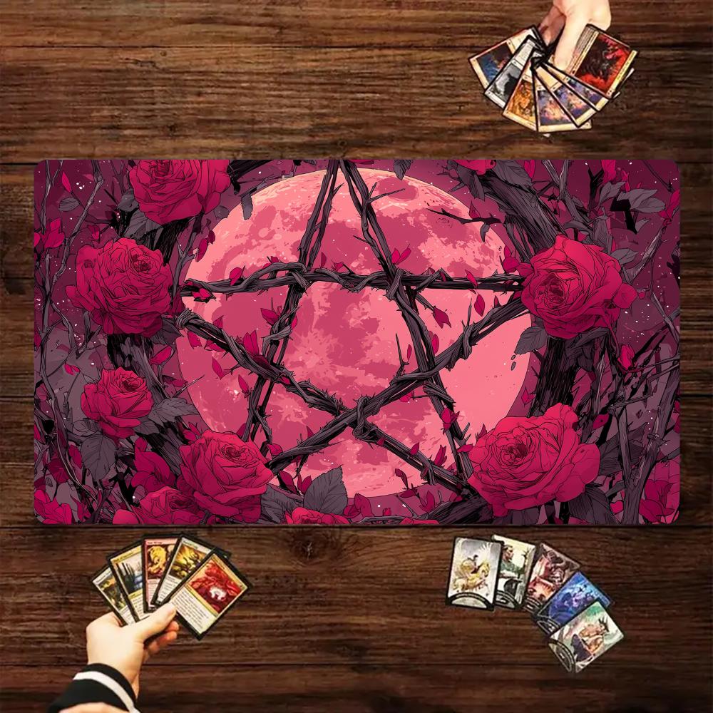 Desk Setup Red - Romantic flowers and red moon Magic