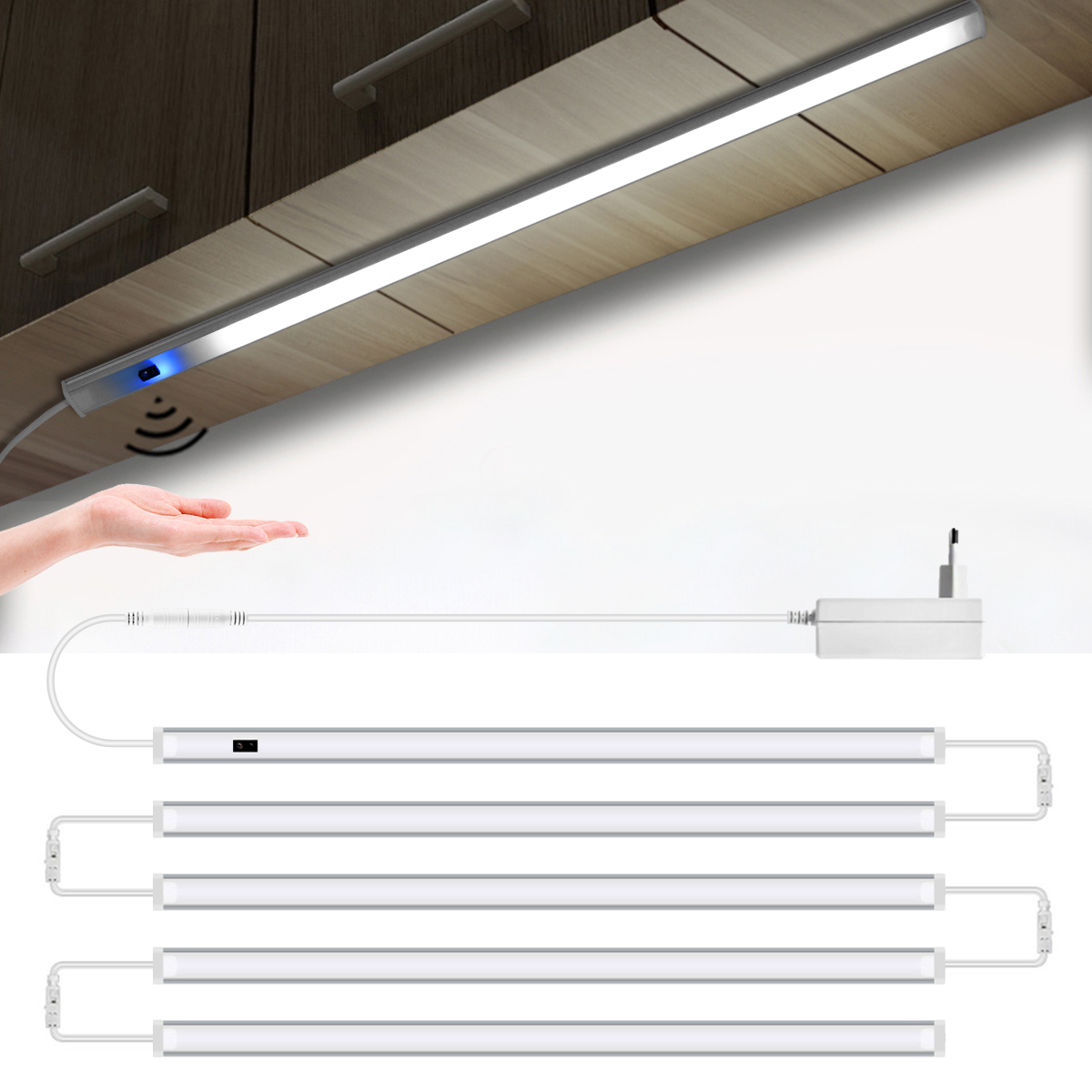 Desk Setup Shelf - USB Kitchen LED Lights Under Cabinet
