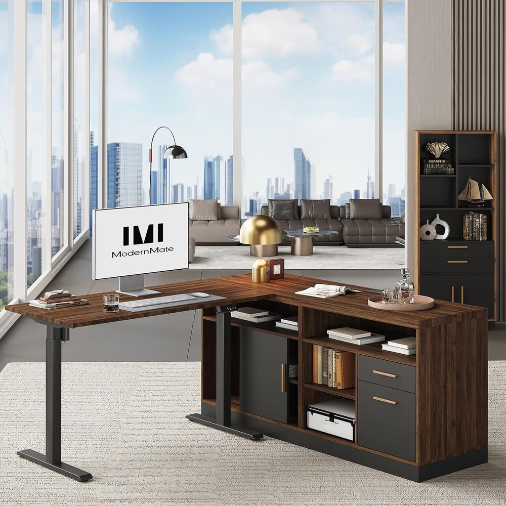 Desk Setup Black And Wood - urniture Set, 67