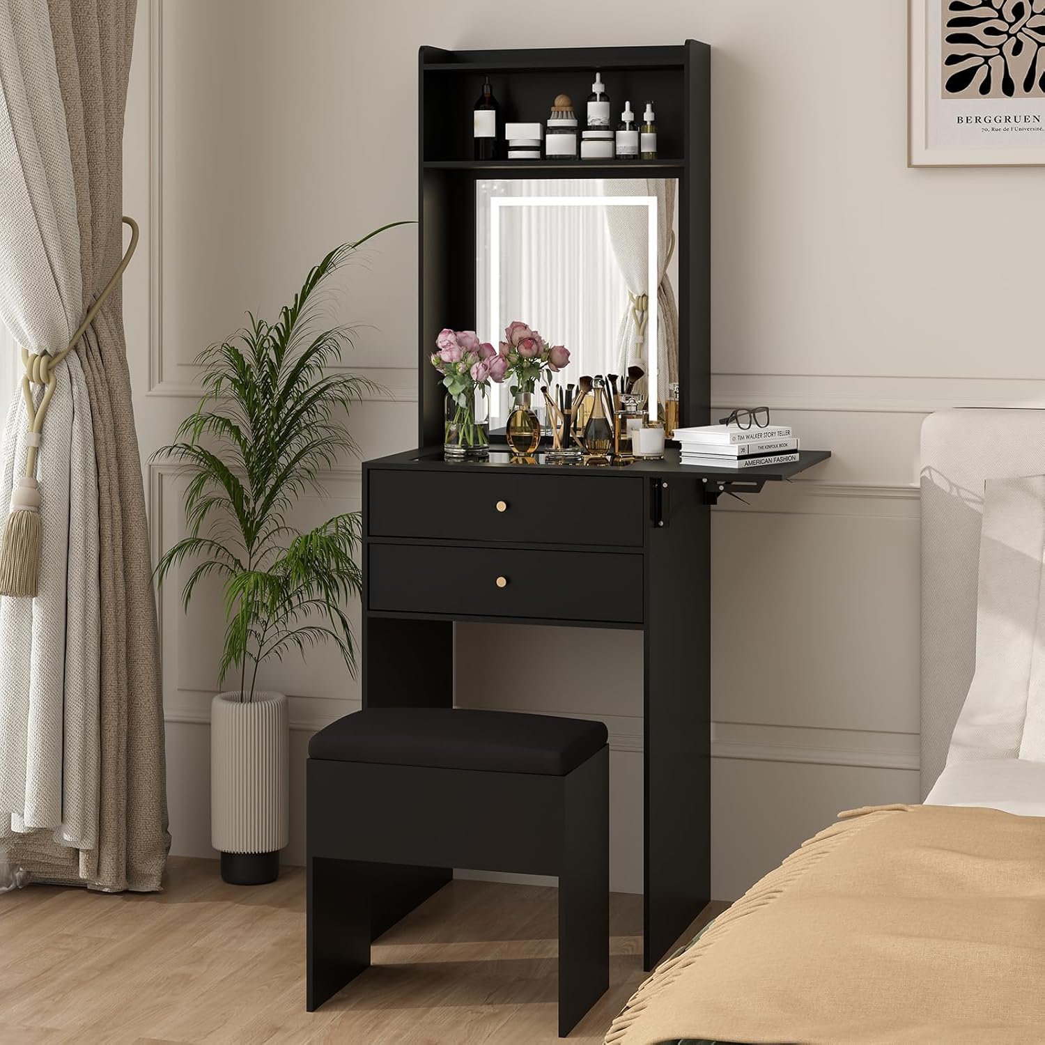 Mini Black Vanity Desk Set for – обзор и цена Desk Setup Black And Wood
