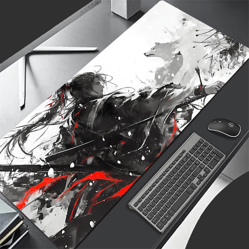 Moon Samurai Wolf Mouse Pad PC – обзор и цена Desk Setup Red