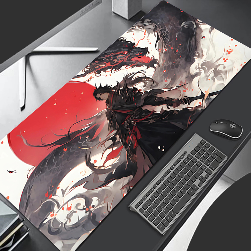 Moon Samurai Wolf Mouse Pad PC – обзор и цена Desk Setup Red
