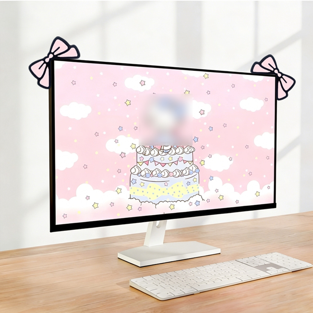 Cute Pink Bow Monitor Decor Ka – обзор и цена Desk Setup Monitor And Laptop