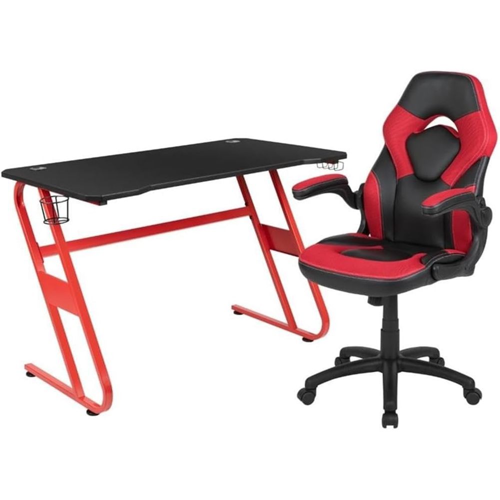 2 Piece Gaming Desk Set, Black – обзор и цена Desk Setup Red