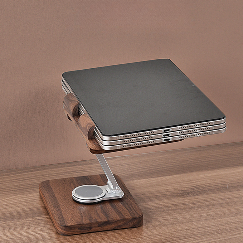 Black Walnut iPad Stand with 3 – обзор и цена Desk Setup Black And Wood