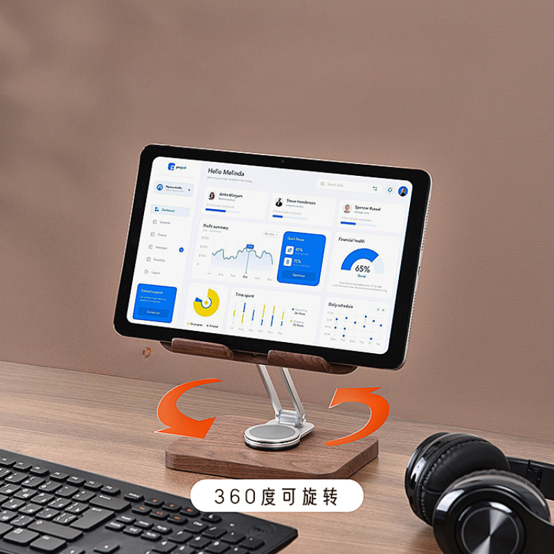 Black Walnut iPad Stand with 3 – обзор и цена Desk Setup Black And Wood