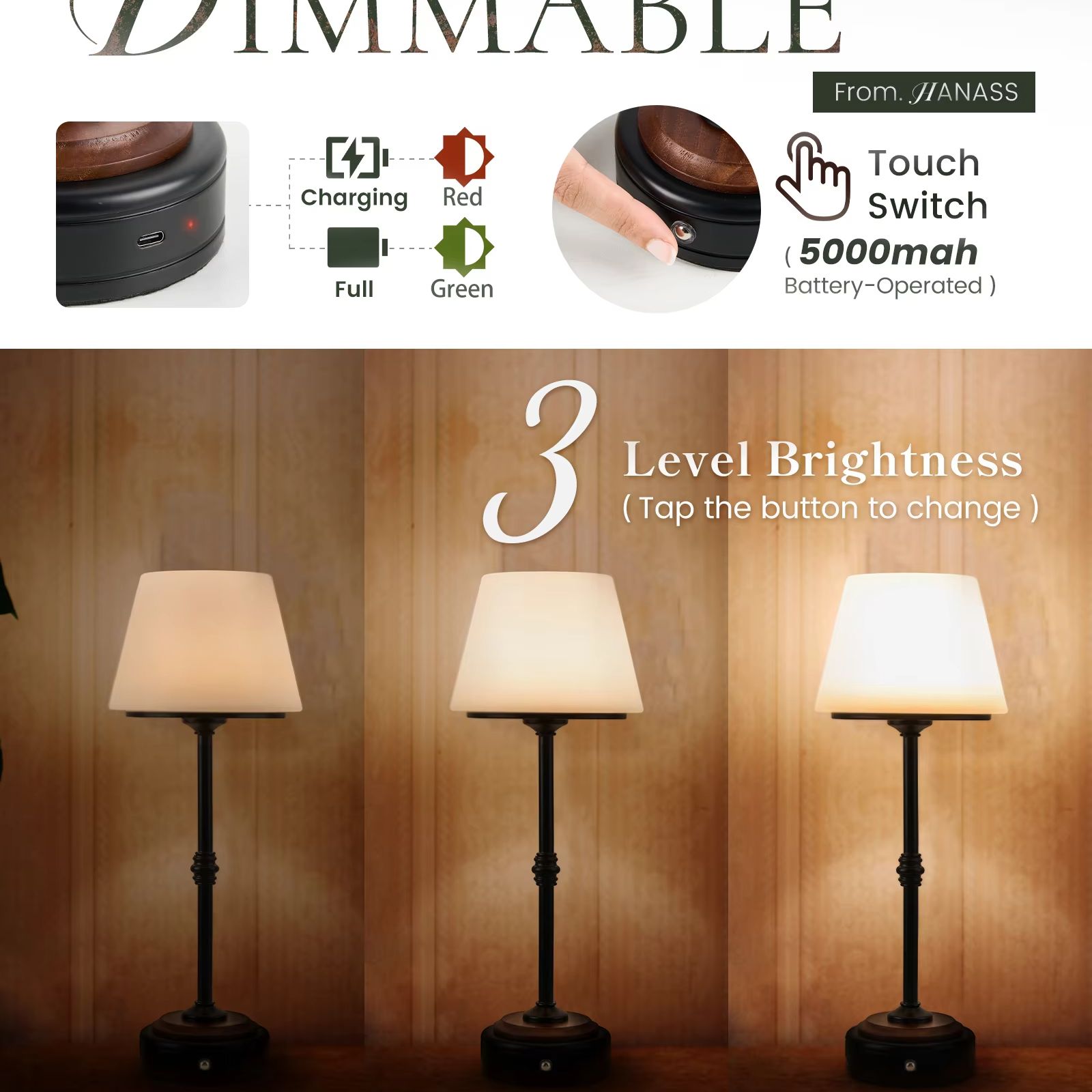 Cordless Table Lamps Set of  5 – обзор и цена Desk Setup Lamp