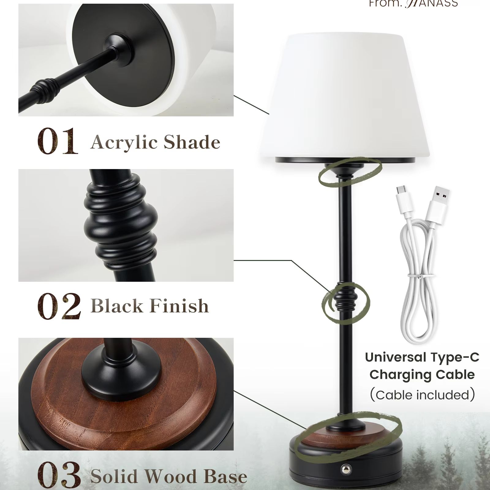 Cordless Table Lamps Set of  5 – обзор и цена Desk Setup Lamp
