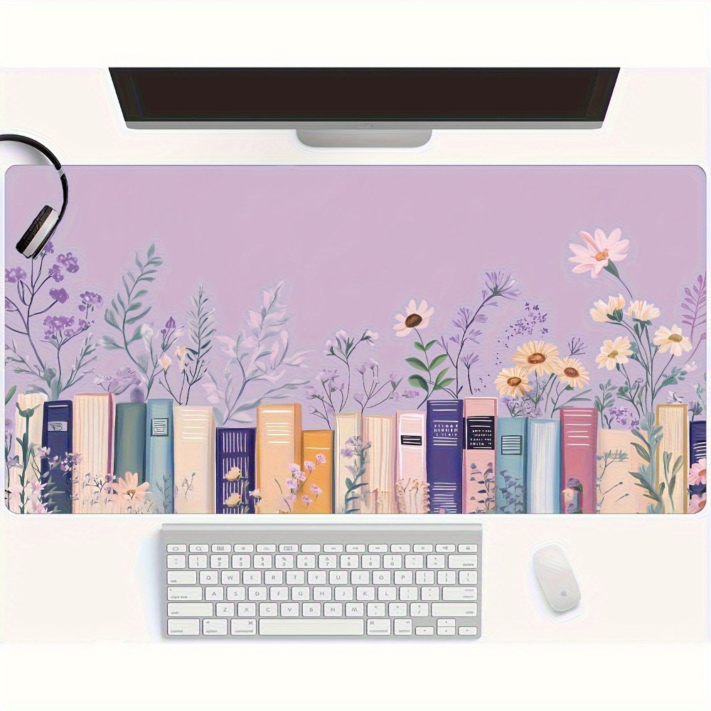 Literary Floral Books Mouse Pa – обзор и цена Desk Setup Books