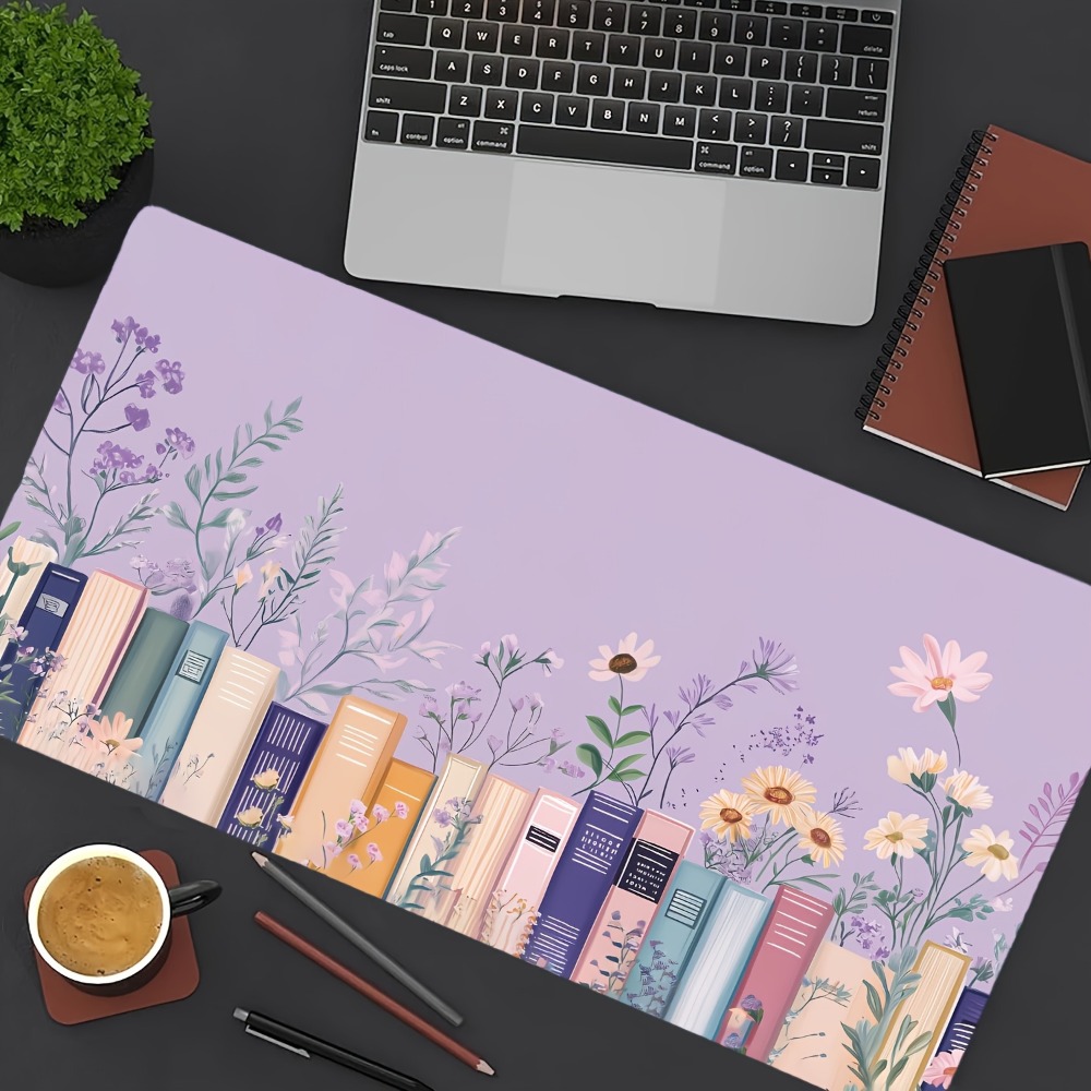 Literary Floral Books Mouse Pa – обзор и цена Desk Setup Books