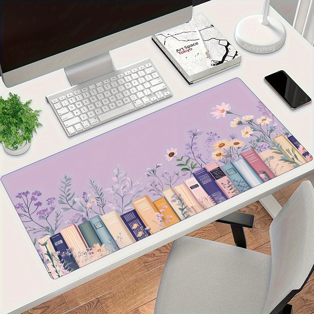 Literary Floral Books Mouse Pa – обзор и цена Desk Setup Books