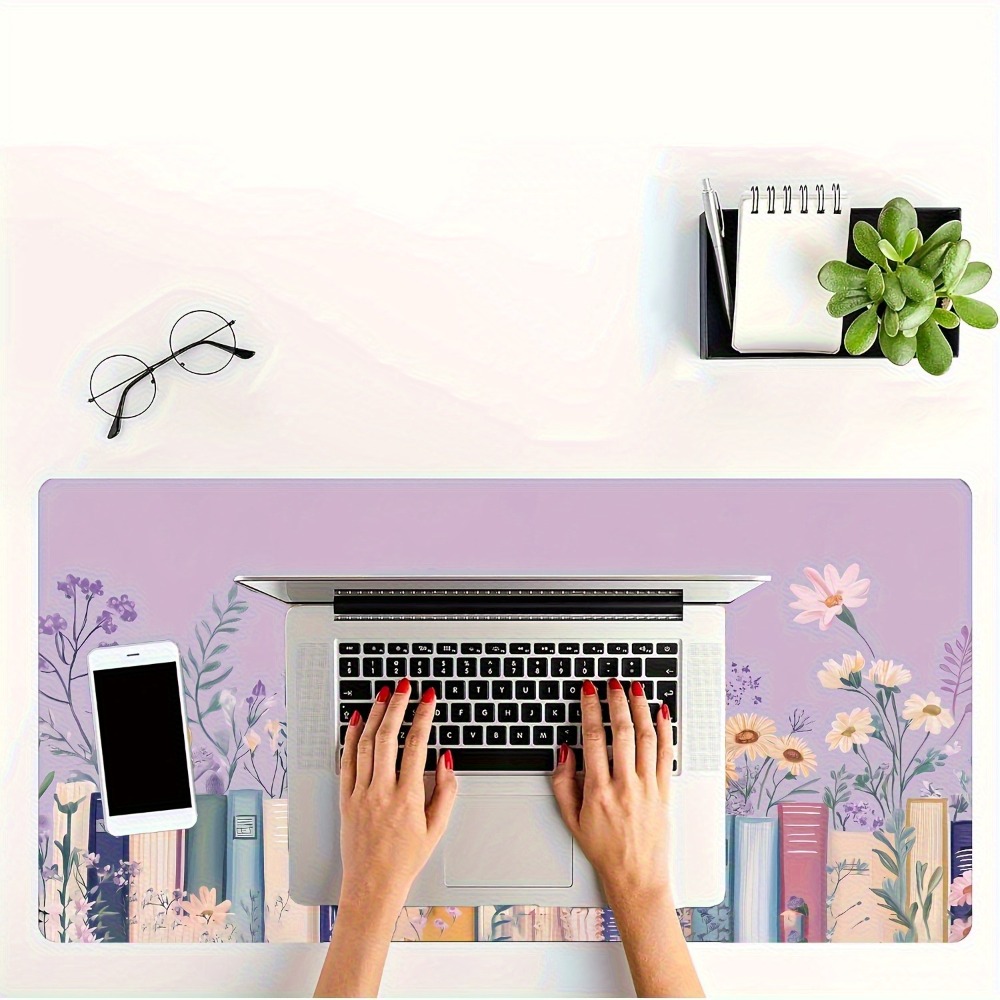 Literary Floral Books Mouse Pa – обзор и цена Desk Setup Books