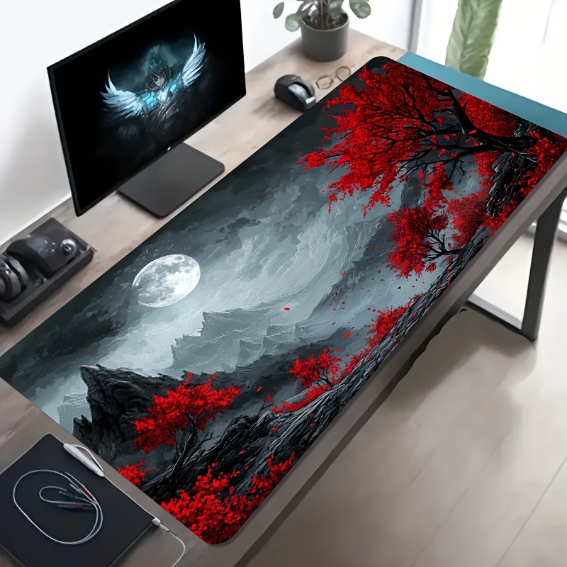 Red Tree Moon Landscape Extend – обзор и цена Desk Setup Red