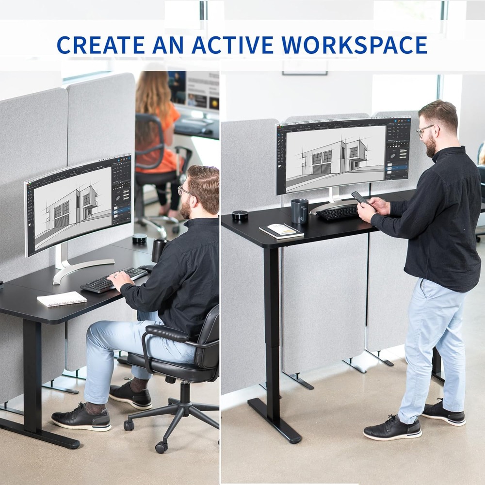 VIVO Electric 60 x 24 inch Sta – обзор и цена Desk Setup Black And Wood