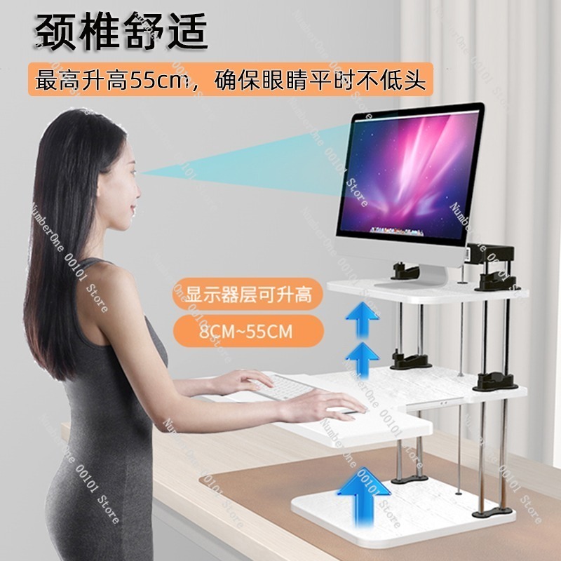 Height-Adjustable Standing Des – обзор и цена Desk Setup Monitor And Laptop