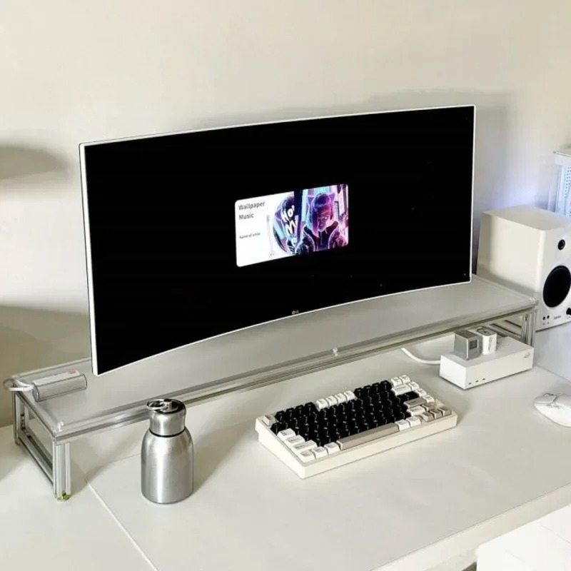 Aluminum Monitor Stand Acrylic – обзор и цена Desk Setup Monitor And Laptop