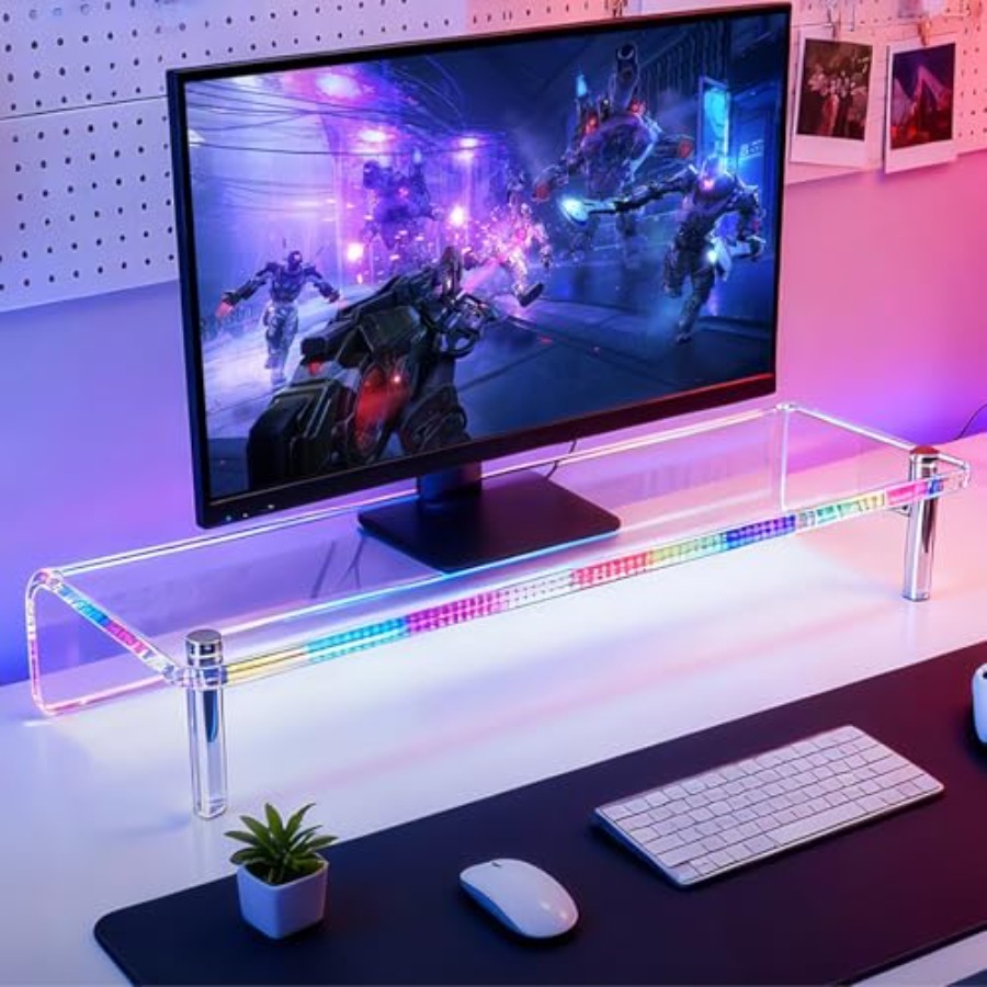 Acrylic Monitor Stand with WRG – обзор и цена Desk Setup Monitor And Laptop