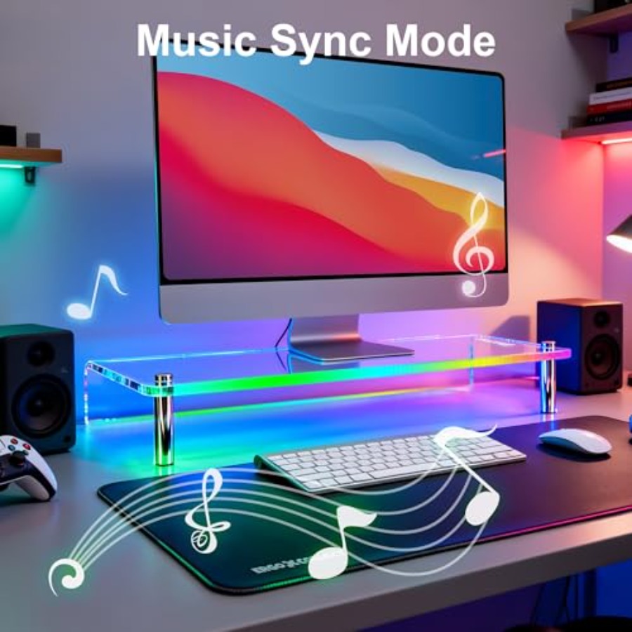 Acrylic Monitor Stand with WRG – обзор и цена Desk Setup Monitor And Laptop