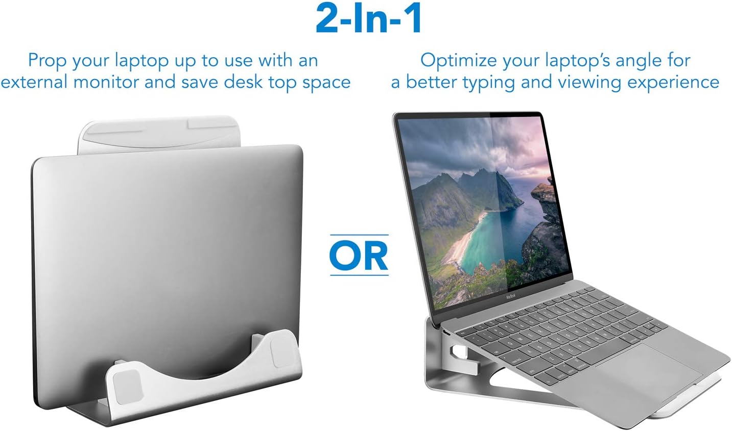 Vertical Laptop Stand for Desk – обзор и цена Desk Setup Monitor And Laptop