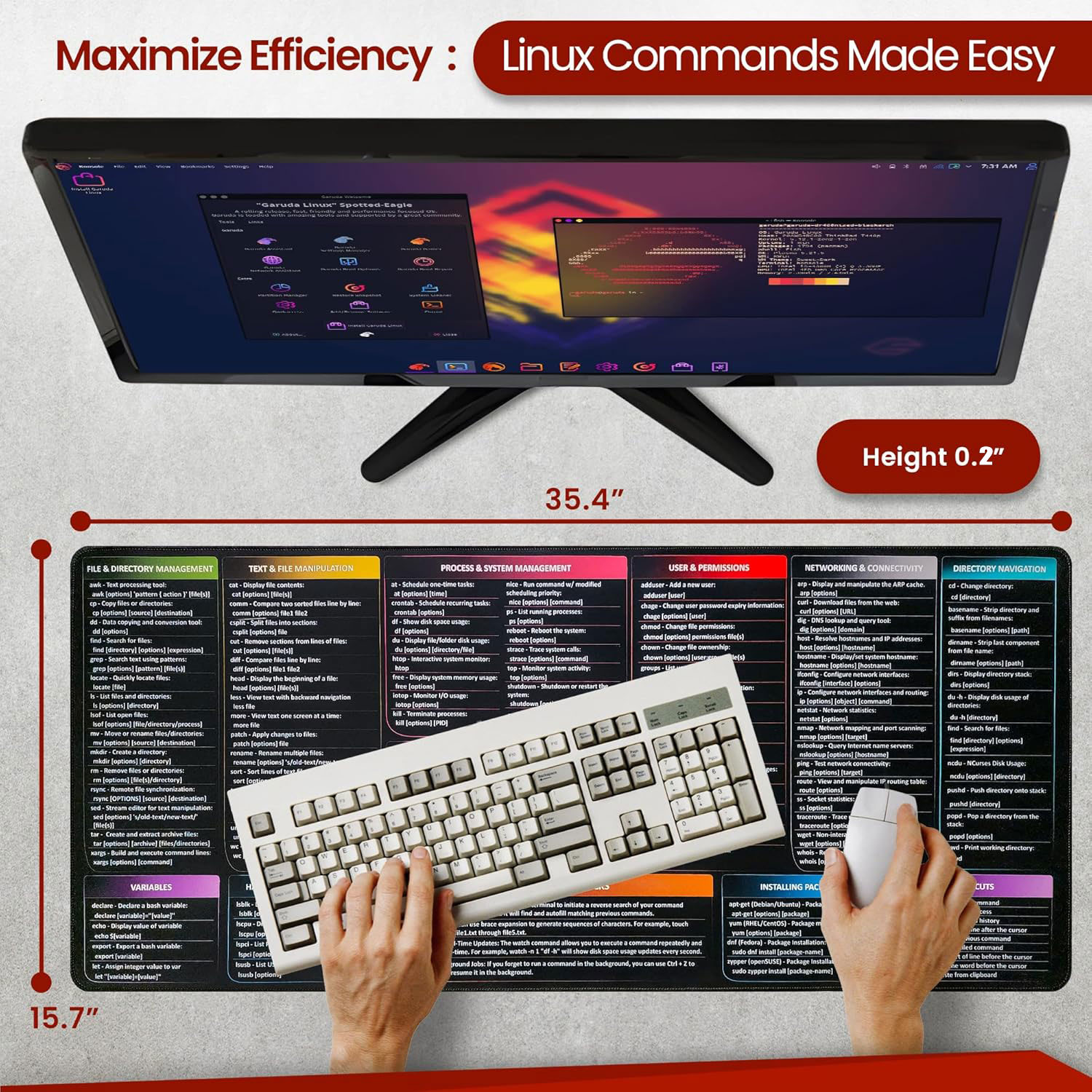 Linux Commands Mouse Pad,Short – обзор и цена Desk Setup Red