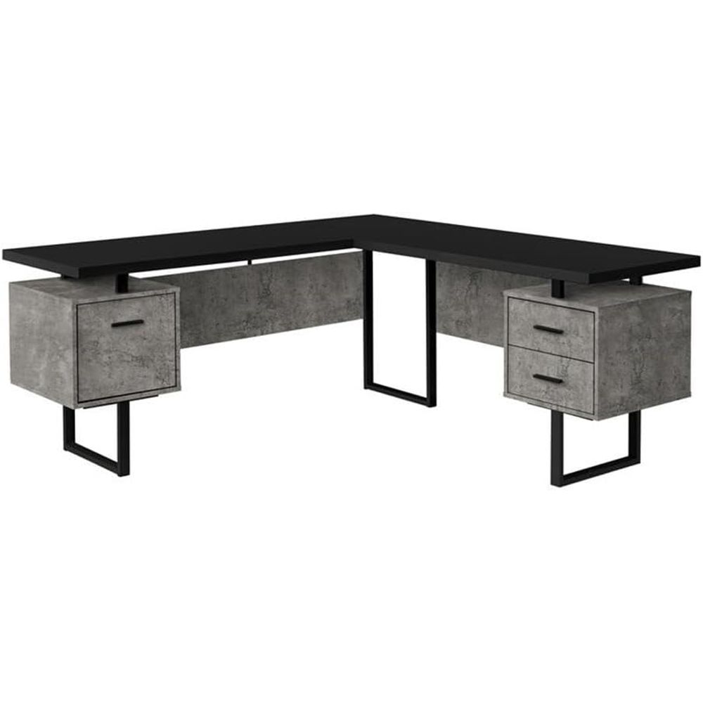 L-Shaped 70 Computer Desk with – обзор и цена Desk Setup Black And Wood