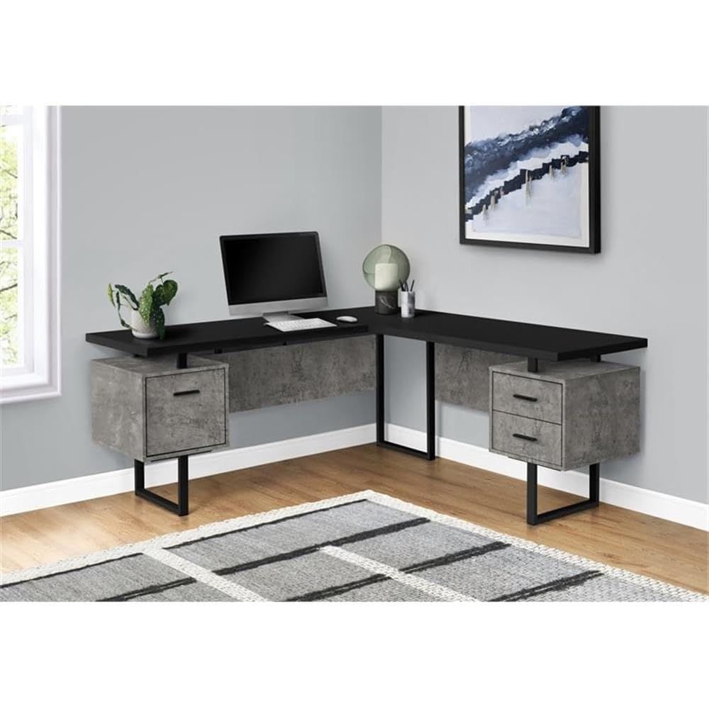 L-Shaped 70 Computer Desk with – обзор и цена Desk Setup Black And Wood
