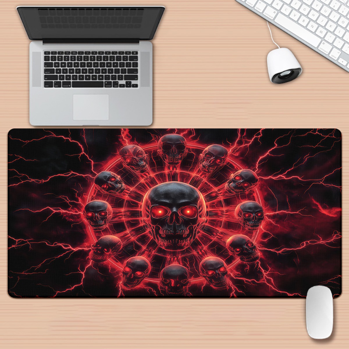 Gothic Skull Pentagram Gaming  – обзор и цена Desk Setup Red