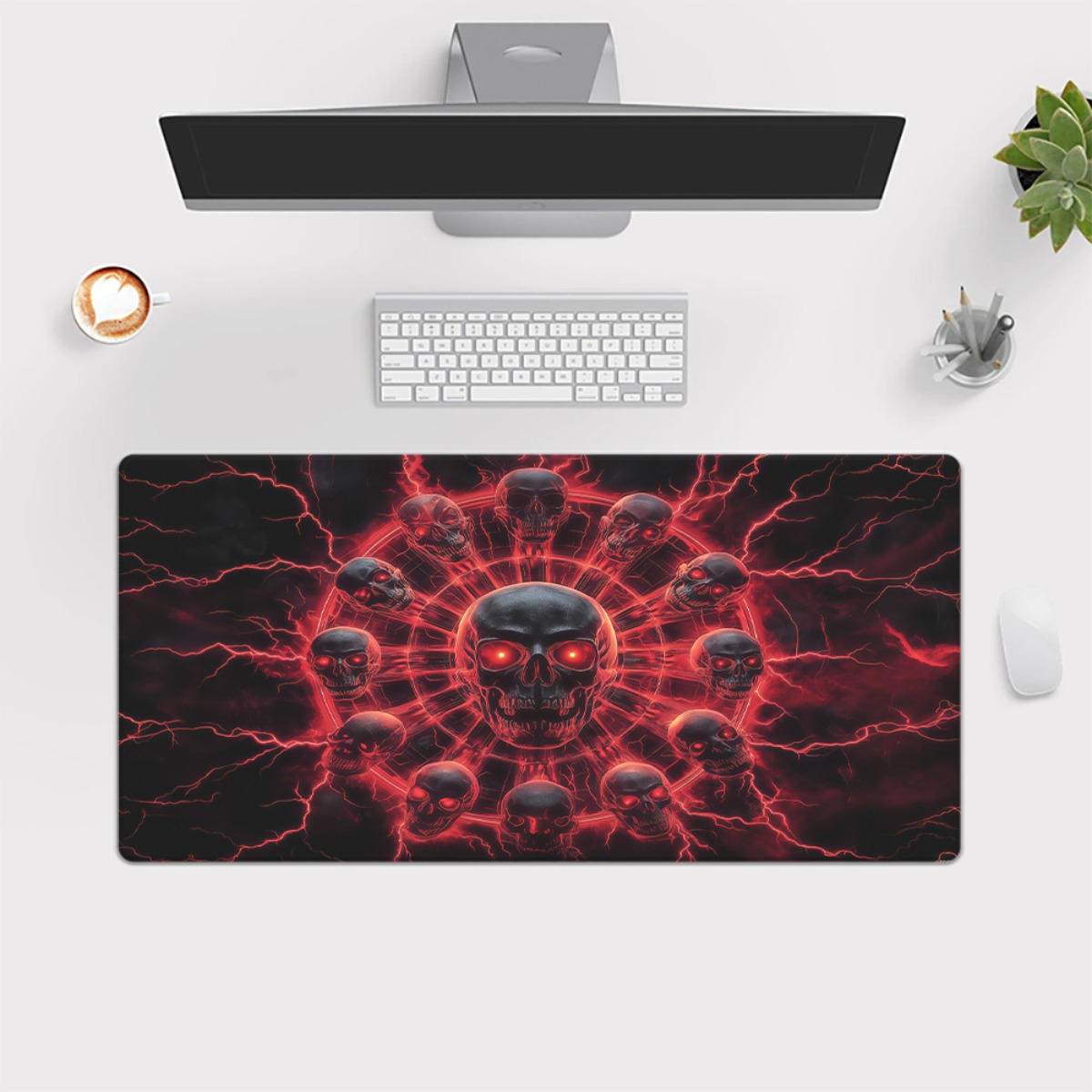 Gothic Skull Pentagram Gaming  – обзор и цена Desk Setup Red