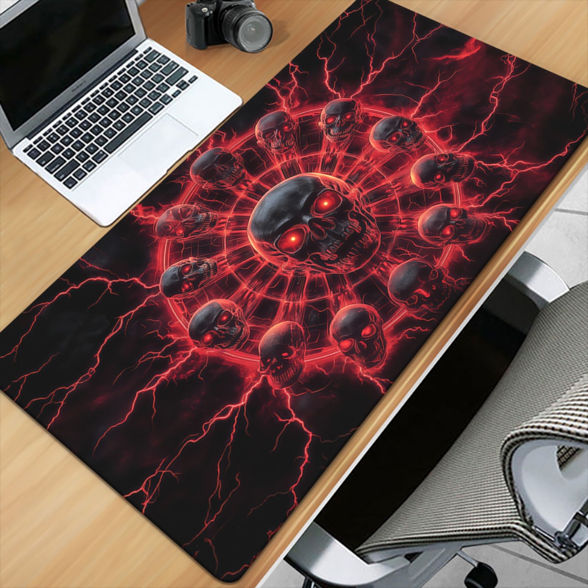 Gothic Skull Pentagram Gaming  – обзор и цена Desk Setup Red