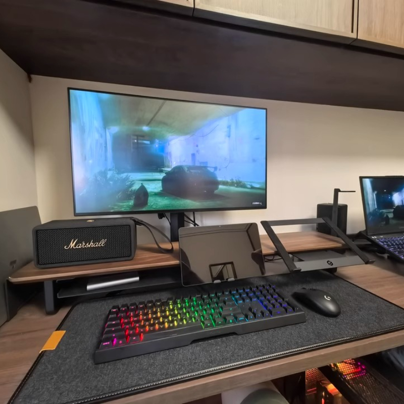 Modular Monitor Riser Stand Er – обзор и цена Desk Setup Black And Wood