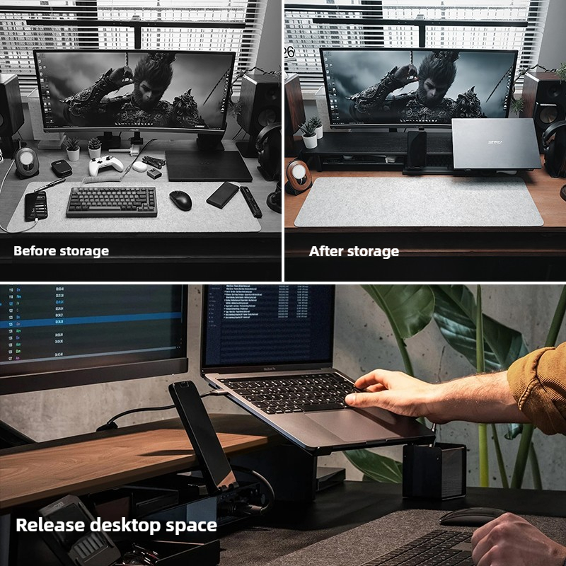 Modular Monitor Riser Stand Er – обзор и цена Desk Setup Black And Wood