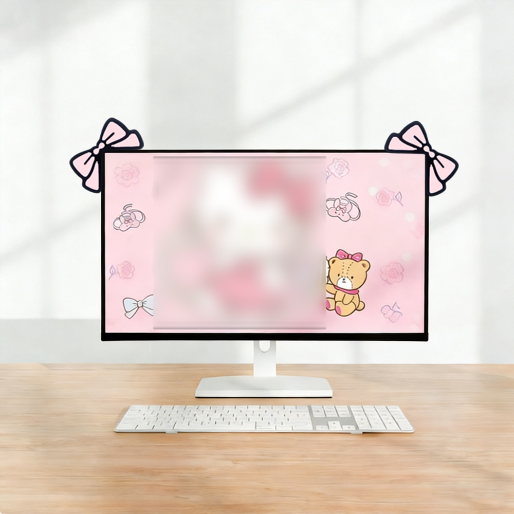 Cute Pink Bow Monitor Decor Ka – обзор и цена Desk Setup Monitor And Laptop