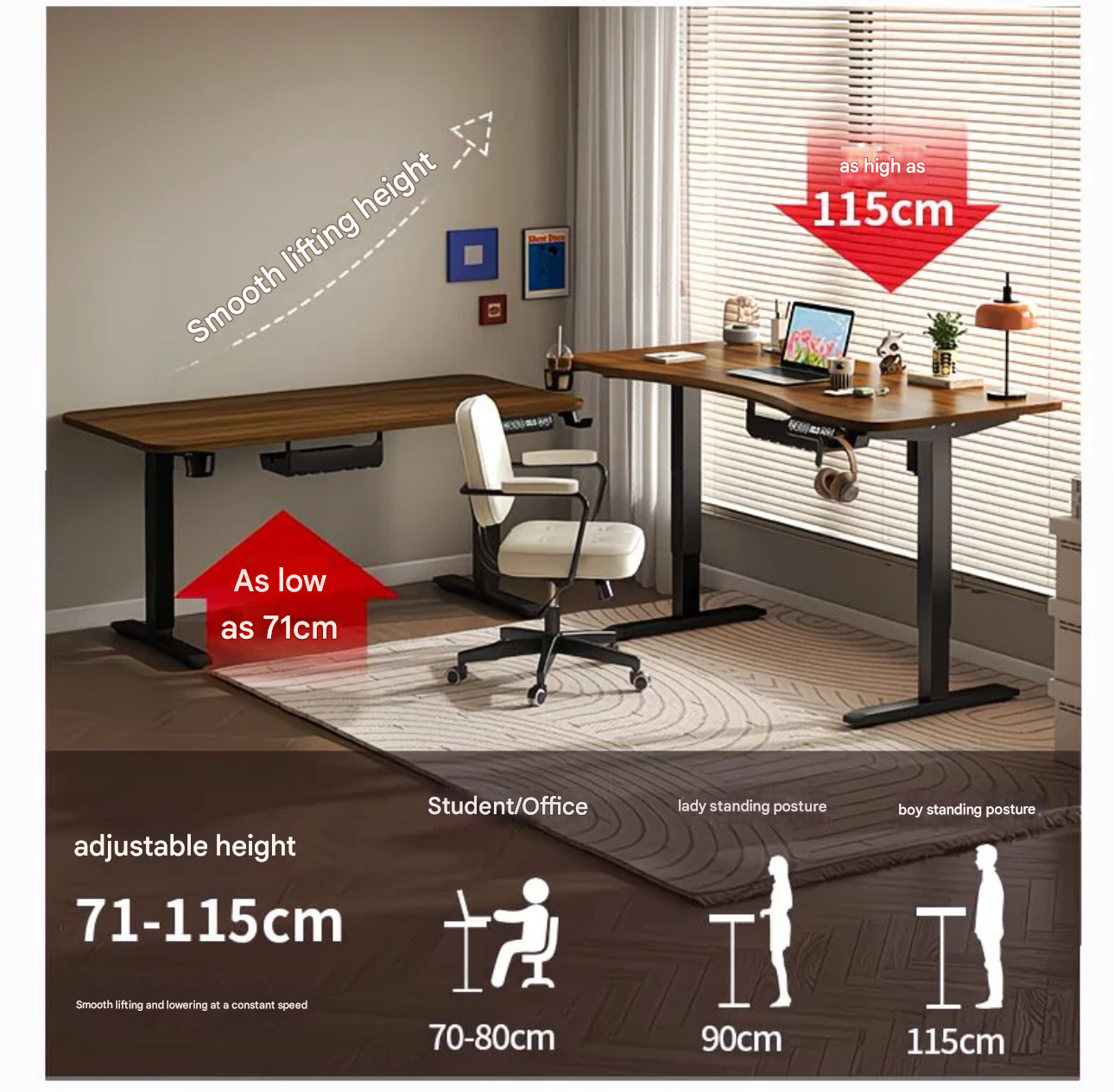 80/100/120/140cm Height Adjust – обзор и цена Desk Setup Home Office