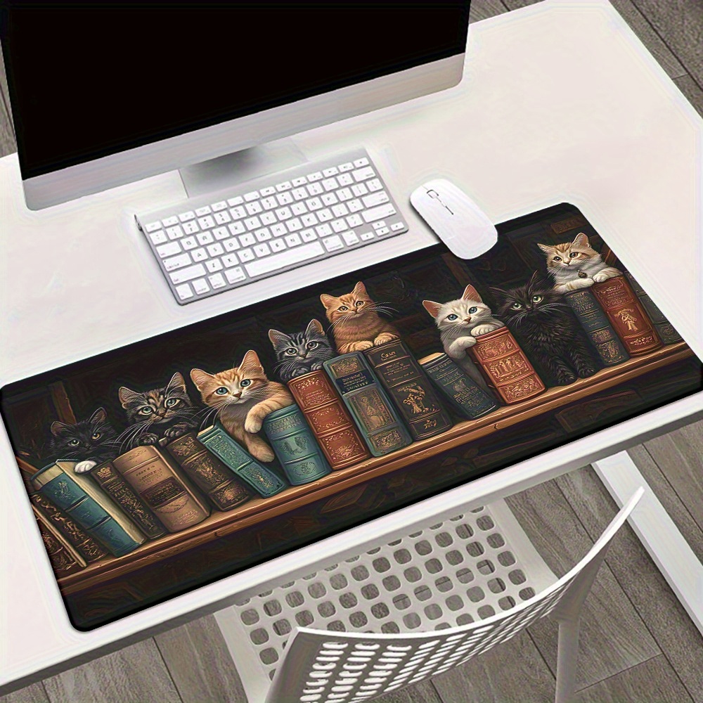 Cute Cats on Books Mouse Pad O – обзор и цена Desk Setup Books