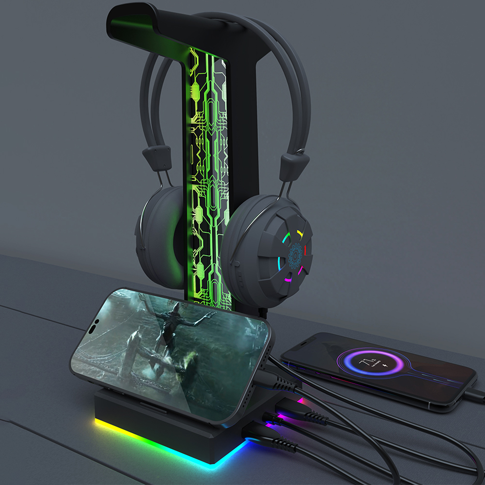 RGB Gaming Headphone Stand Dua – обзор и цена Desk Setup Lamp